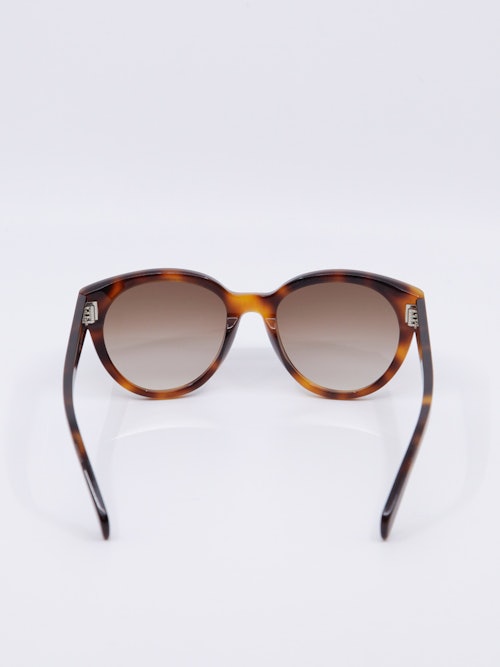 Rund solbrille i havana med graderte brune glass