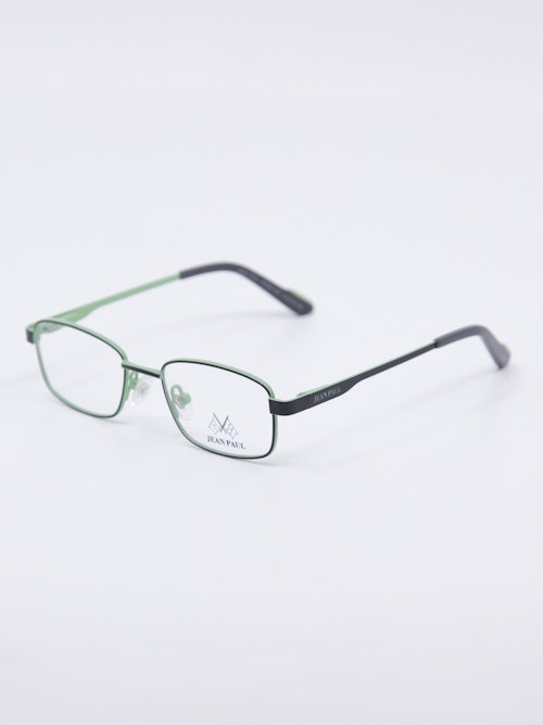 Rektaungulær barnebrille i mint og svart farge