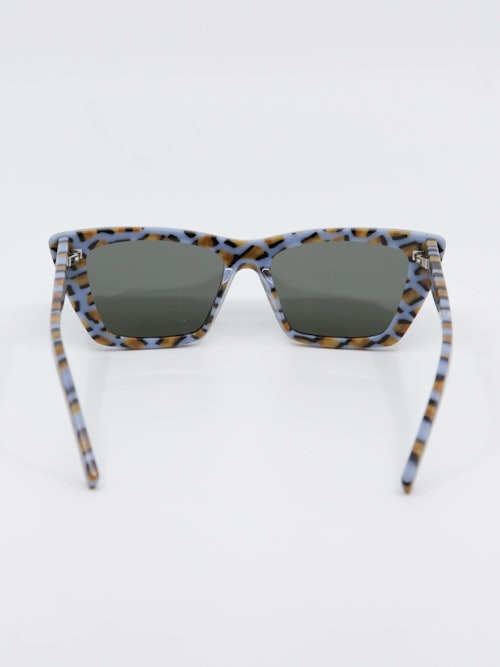 Cateye solbrille med leopard mønster i lilla og brun