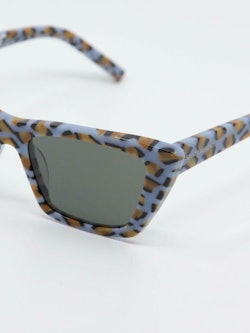Cateye solbrille med leopard mønster i lilla og brun