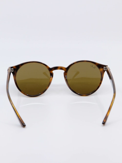 Rund solbrille i havana, med brune glass