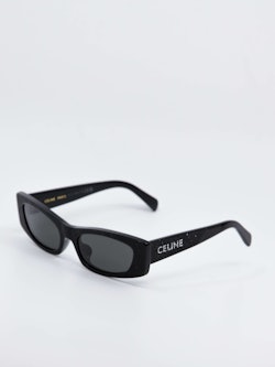 Smal og sort solbrille med strass, bilde siden