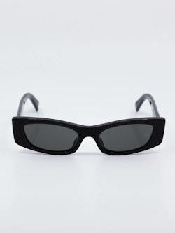 Smal og sort solbrille med strass, bilde foran