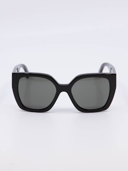 Oversized solbrille i svart med grå brilleglass
