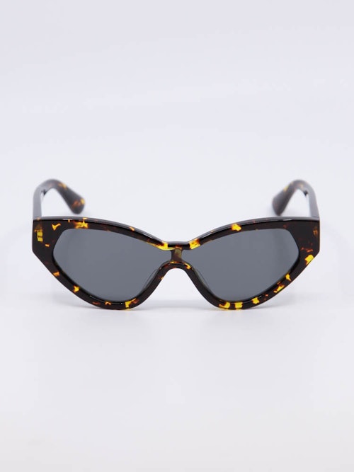 Cateye solbrille i svart og gul mix