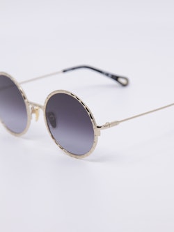 Mtallsolbrille med rnde graderte solbrilleglass