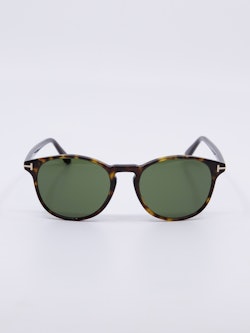 Rund solbrille i brun med grønne solbrilleglass