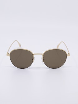 Metallsolbrille i gull med runde solbrilleglass