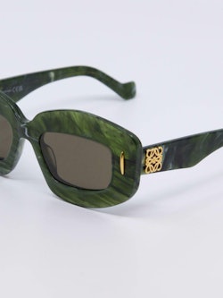 Oversized, solbrille i marmorert grønn