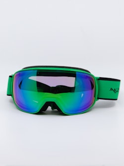 Goggles i grønn og blåfarge, bilde forfra