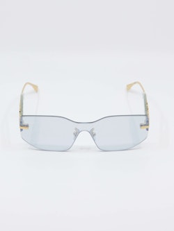 Solbrille uten ramme, gulldetaljer, bilde forfra