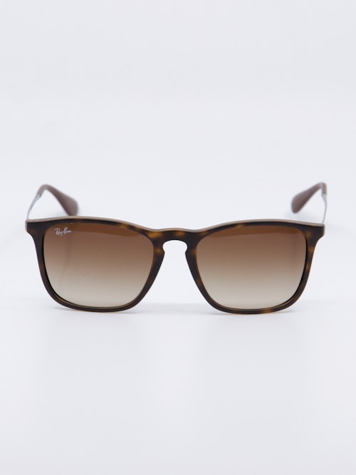 Brun og rund solbrille med brungraderte glass, bilde forfra